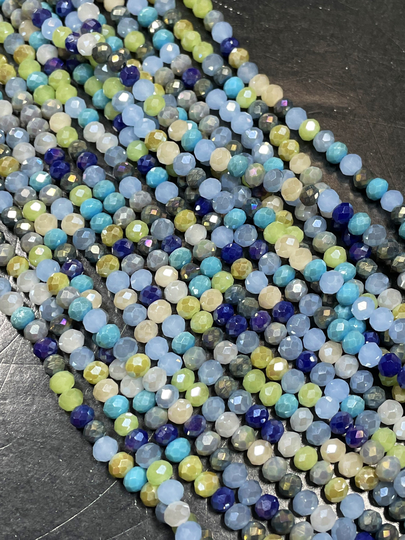 Beautiful Multi Color Crystal Glass Bead. 4mm Roundell Shape Green Purple Blue Crystal Bead
