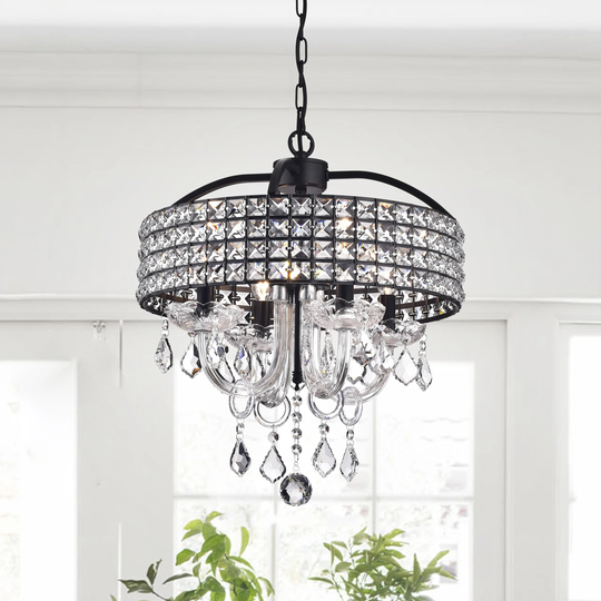 Anteron 4-Light Black Crystal Chandelier