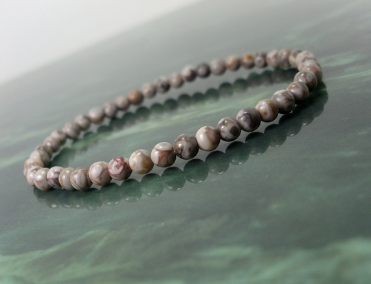 Petoskey Stone Bracelet 4mm, Fossil Coral Maifan Bracelet, Unisex Womens Mens Natural Gemstone Beaded + Gift Bag