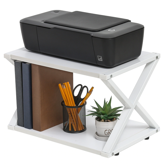FITUEYES Printer Stand 2 Tiers Wood Desk Organizer Shelf