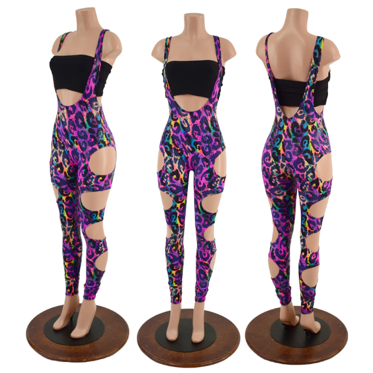 Rainbow Leopard Suspender Leggings With Quad Cutouts On Legs - Top Sold Separately 157706