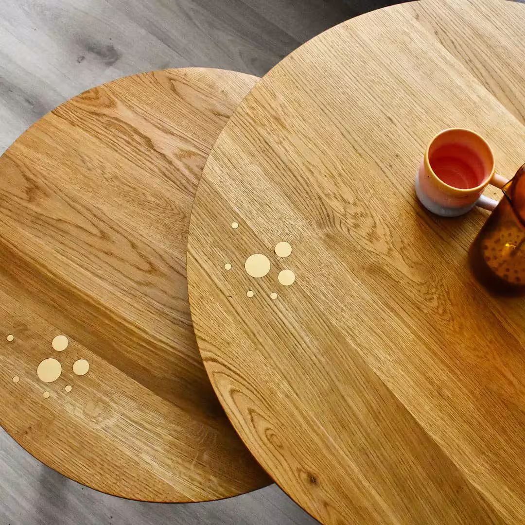 Grand Cosmic Waves - Oak Coffee Table Set