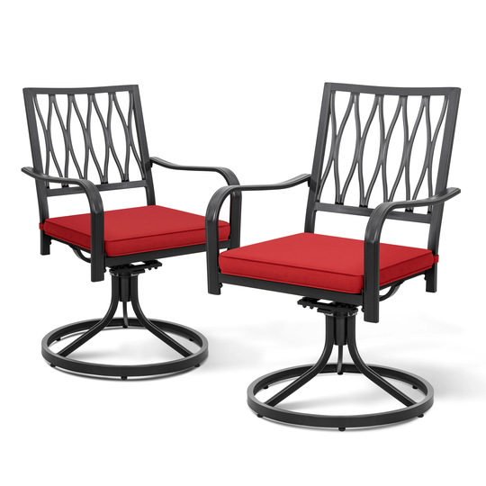 Nuu Garden 2PCS Metal Dining Swivel Chairs Free Cusions - dining swivel chair