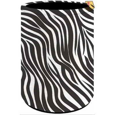 White Zebra Print Pen Holder For Desk Women Girl Makeup Brush Holder Office Desktop Accessories Container Holder PU Leather Pencil Holders Desk Organi