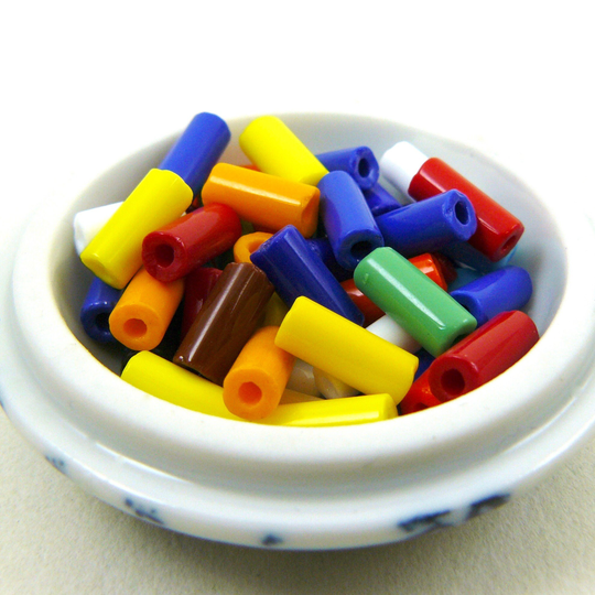 Color Mix Wampum Assortment 4 X 10mm Czech Opaque Glass Tube Bugle Trade Beads Grams