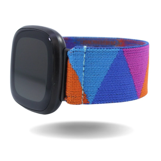 Elastic Fitbit Sense/Versa 3 Watch Band - Fits & Blue Pink Purple Orange Chevron Picasso Artsy Cute Fall Winter