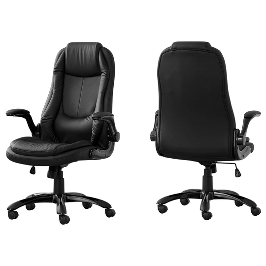Offex Black Leather-Look Fabric HighBack Executive Swivel Office Chair - 29.5"x 28.5"x 45"
