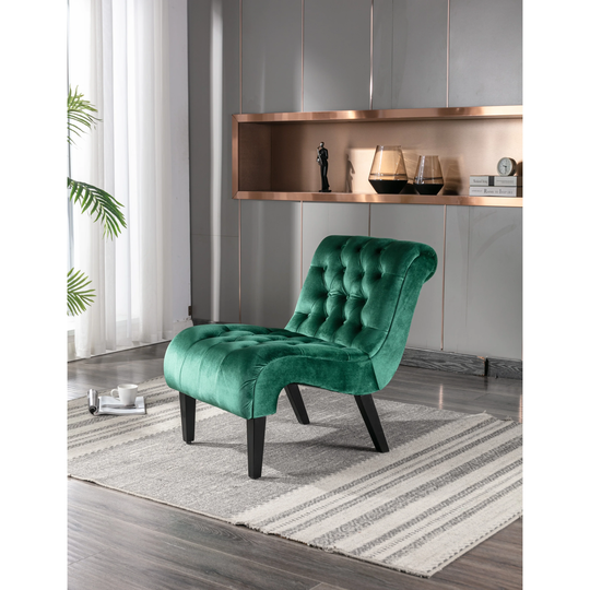 Vintage style Velvet Accent Living Room Chair, Polyester Padded Seat Leisure Chair Ergonomic Bending Chair