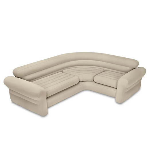 Intex Inflatable Corner Living Room Neutral Sectional Sofa 68575EP (3 Pack) - 101 x 80 x 30 inches