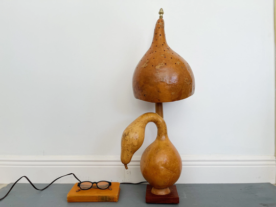 One-Of-A-Kind Vintage Gourd Table Lamp | Mid-Century Modern Organic Minimalist Desk Tabletop Light Rustic Natural Loft Scandinavian Boho