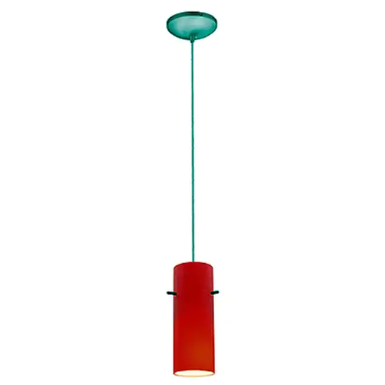 Access Lighting Cylinder 1 Light LED Pendant - 4" Wide with Red Glass