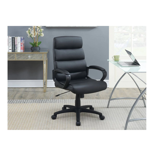 Black Faux leather Cushioned Upholstered 1pc Office Chair Adjustable Height Desk Chair Relax