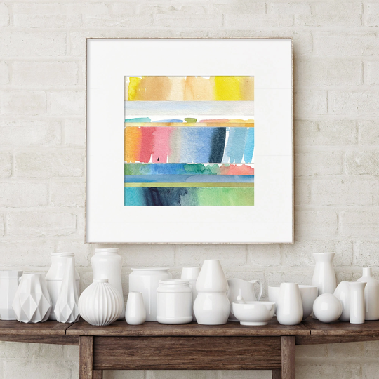 Colorful Abstract Art Prints/Watercolor Painting Small Coastal Wall Vibrant Modern Square Print