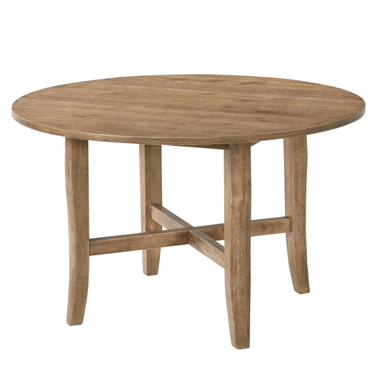 Dining Table Wooden Dining Room Table Round Leg Table, Rustic Oak