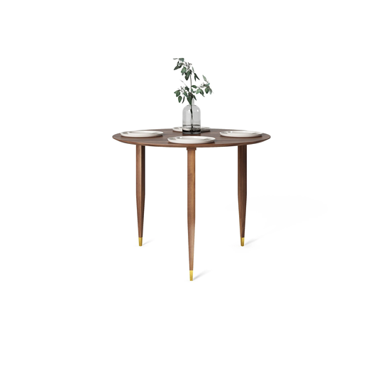 Round Dining Table, Solid Walnut Wood Kitchen Mid Century Modern, Black Walnut, Scandinavian