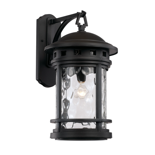 GuisseppeImports 40372 BK One Light Wall Lantern Boardwalk Black - Exact Size