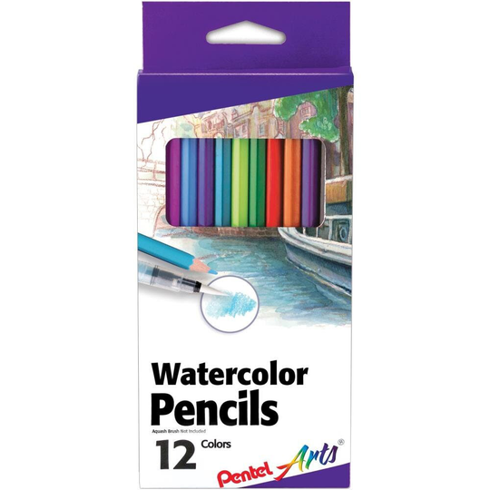 Watercolor Pencils 12 Colors Pentel Arts Craft Art Painting Drawing Coloring