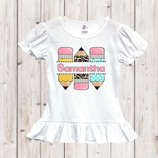 Personalized Back To School Split Pencil Shirt - To Tops With Name Monogram Shirts Tees For Kids