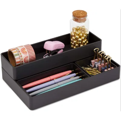 4 Pieces Plastic Desk Tray Organizer Set For Desktop And Drawer, Assorted Sizes