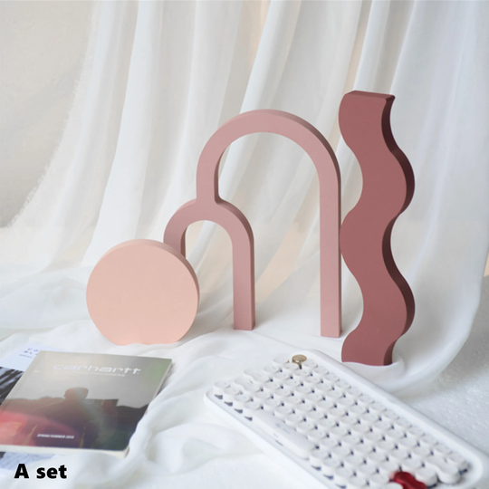 Colored Geometric Wood Ornaments/Jewelry Decor/Table Ornaments/Circle/Macaroon Color/Arcs/Wedding/Curvy/Squiggly/Wavy Decor/Customized Color
