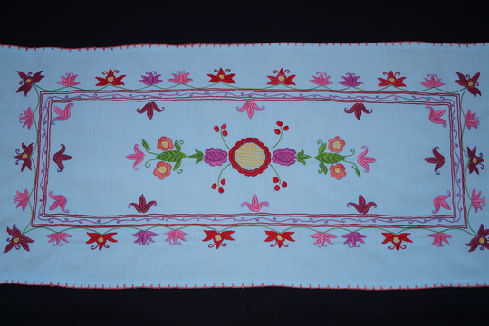 Hungarian Floral Table Runner 82/38 cm, Ethic Embroidered Home Decoration, Folk Runner, Colorful Embroidery, Flower Decor