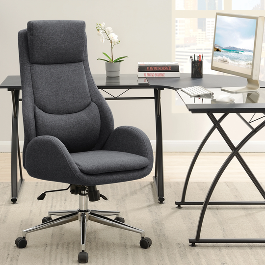 Modern High Back Executive Adjustable Grey Fabric Office Chair