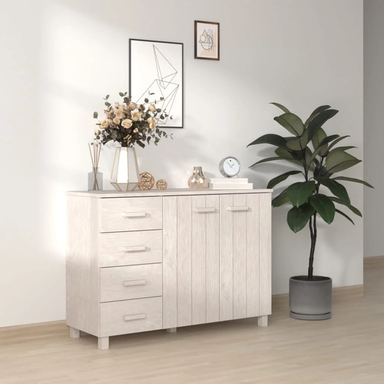 Sideboard White 44.5"x15.7"x31.5" Solid Wood Pine