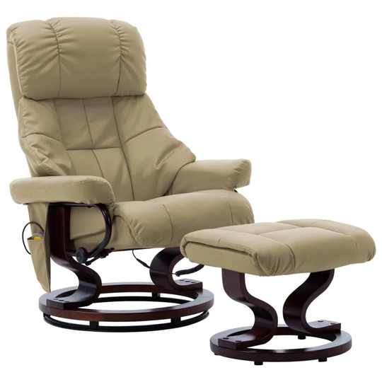 Massage Reclining Chair Cappuccino Faux Leather and Bentwood