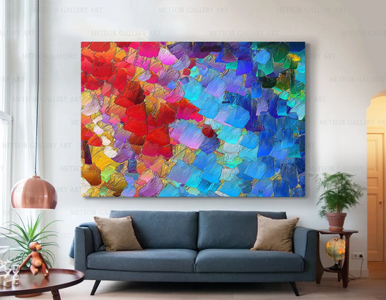 Colorful Abstract Wall Art, Canvas Art, Marble Living Room Decor, Modern Decoration Canvas, On Canvas