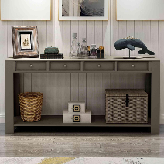 64"L Console Table Sofa Table with Storage Drawers and Bottom Shelf