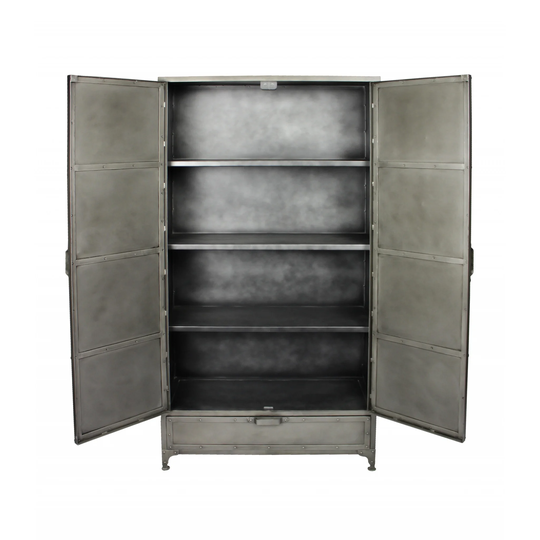 HomeRoots 36" Silver Iron Drawer Combo Dresser