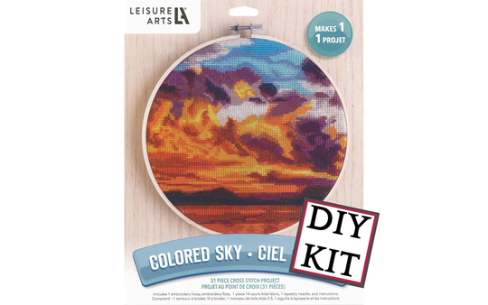 Diy Kit, Leisure Arts Kit Cross Stitch 8'' Colored Sky