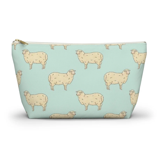 Sheep Pouch, Pencil Case, Farm Animal Custom Teacher Bridesmaid Cosmetic Bag, Farmer Zipper Makeup Accessory Pouch