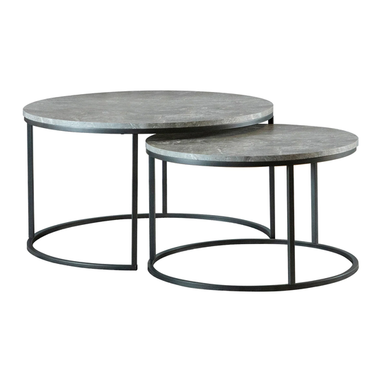2 Piece Nesting Coffee Table in Grey and Gunmetal