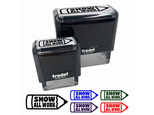 Show All Work Pencil School Teacher Self-Inking Rubber Stamp Ink Stamper For Business Office
