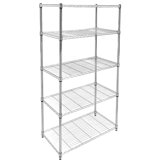 35" D x 18"W x 70" H Chrome Heavy Duty 5-Shelf Shelving Unit
