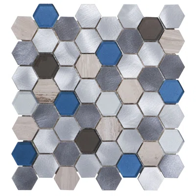 White Calacatta Marble Champagne Gold Metallic Hexagon Mosaic Sheet Tile By Modket