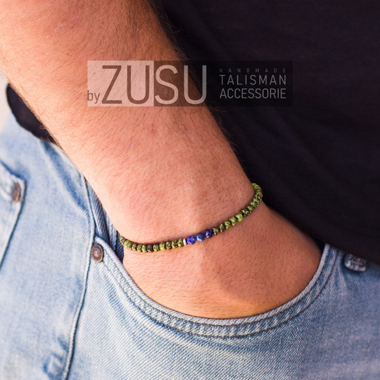 Lapis Lazuli Men Bracelet, Minimalist Beaded Bracelet For Men, Birthday Gift Him, Tiny Men, Stretch Bracelet