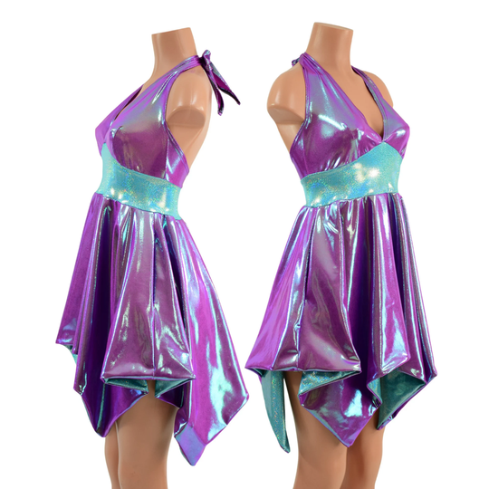 Tink Style Halter Dress in Plumeria, With Seafoam Waistband, & Skirt Liner. Also Pockets 1579130