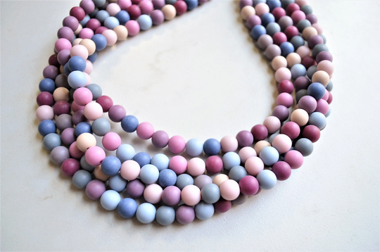 Multi Color Statement Necklace, Matte Bead Acrylic Chunky Necklace For Women - Alana