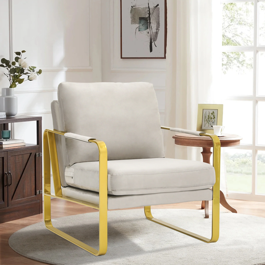Modern Accent Chair,Mid Century Single Velvet Lounge Reading Arm Chair with Extra-Thick