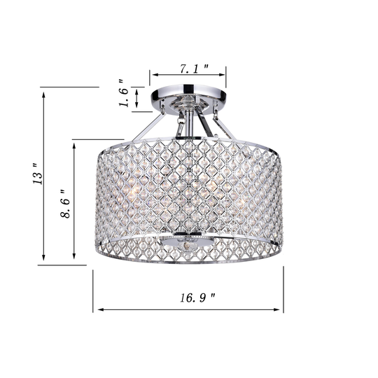 Adara Iron and Glass 4-light Semi-flush Ceiling Light