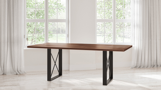The Soho Copper Top Dining Table With Metal Base