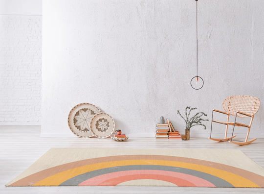 Kids Rug, Colorful Rainbow Boho Nursery Playroom Scandinavian Rugs