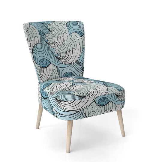 Designart 'Great Wave Inspiration' Upholstered Coastal Pattern Accent Chair