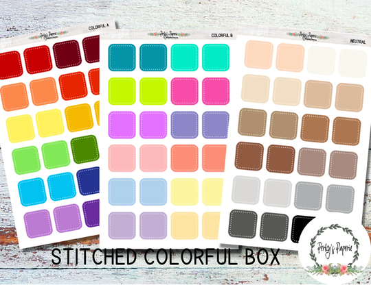 stitched Square Colorful Planner Boxes For Layering
