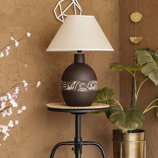 Zeugma Brown Table Lamp, Unique Vintage Bedside Lamp