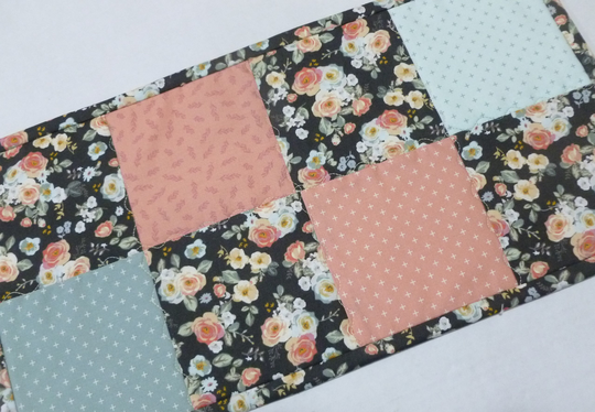 Floral Quilted Table Runner, Retro Mini Quilt, Topper, Coffee Garden Flowers Mat