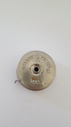 Vintage Circa 1950's 6Ft Tape Measure "Happy Home" Push/Pull Style With Whyte Face Steel Rule, Nice Condition Made in Usa