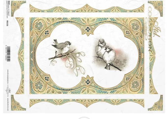 Rice Paper For Decoupage, Birds, Decorative Mulberry Tissue, Scrapbooking, Card Making, 1 A4 Sheet, R1131